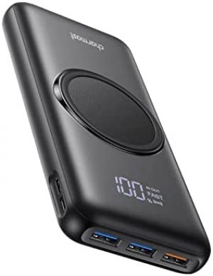 Charmast Wireless Power Bank 20000mAh, Portable Charger PD 22.5W & QC 18W, 15W QI Wireless LED 4 Output & 2 Input External Battery Pack Compatible with iPhone 13/13P/12P/12/11/X, iPad, Tablets and More