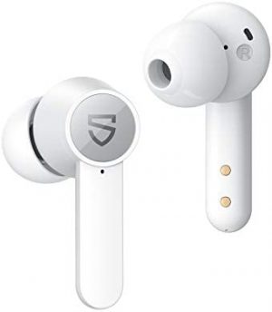 Wireless Earbuds, SOUNDPEATS Q Bluetooth 5.0 Noise-Cancelling Headphones, in-Ear Wireless Charging Headphones with Dual Mic 10mm Driver Touch Control 21Hs Playtime USB-C Charge Earphones