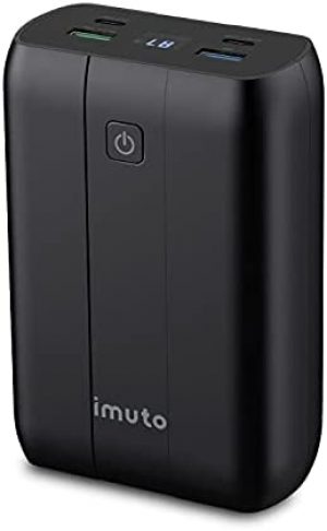 imuto 100W Laptop Power Bank, 20000mAh USB C Power Delivery Portable Charger with Dual USB-C PD (100W&60W) & 2 USB-A (15W&QC3.0 18W) Battery Pack Compatible with USB-C Laptops, iPhone, Huawei and More