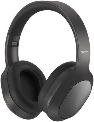 Nokia E1200ANC Wireless Headphones, Bluetooth 5.0, Headset, ANC Noise Cancelling, Connect 2 Devices Simultaneously, 50 Hours Continuous Playback, Wired Wireless, AUX, Foldable, Black