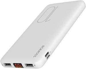 ROMOSS Slim Portable Charger, 10000mAh Fast Charging Power Bank with USB C Input and Dual USB Outputs, Small Size External Backup Charger for iPhone, Samsung Galaxy, and More (White)