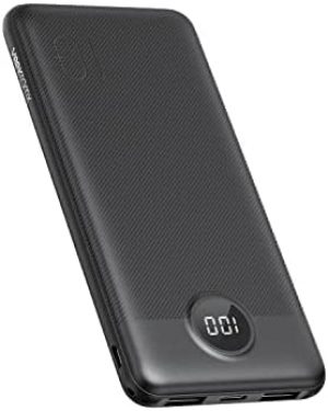 VEEKTOMX Power Bank 10000mAh,Slim Portable Charger with 2 Input & 2 Output Ports, External Battery Pack Compatible with iPhone,Tablets, Samsung Galaxy, Android, and Other Smart Devices(10000mAh-Black)