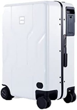 Electric Suitcase, Smart Suitcase, Riding Trolley Case, Follow Boarding Case, Auto Follow, Key Recall, Smart Warning, Mobile Charging, APP Control Luggage (Porcelain White)