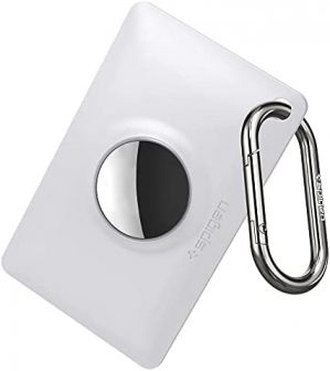Spigen Air Fit Compatible with Apple AirTag Case Cover AirTags Holder Designed with Keychain for AirTags – White