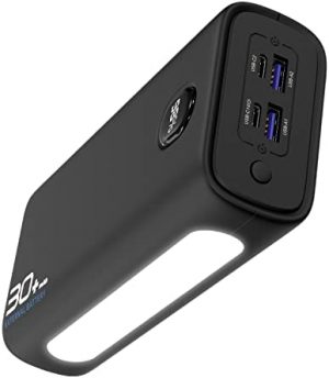 Zyron 30000mah Power Bank, 20W USB C Fast Charge Battery Bank, 90 Hours Flash Light, Compact Portable Charger for iPhone 13 12 11 Pro Max Mini (Black)