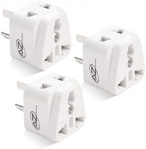A2Z Wireless Travel Adapter with Universal Input for UK, US, EU to Australia with Double Ports Having Safety Grounded Pin, Type I Power Adaptor (Pack of 3)