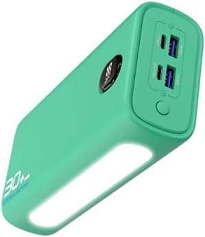 Zyron 30000mah Power Bank, 20W USB C Fast Charge Battery Bank, 90 Hours Flash Light, Compact Portable Charger for iPhone 13 12 11 Pro Max Mini (Green)