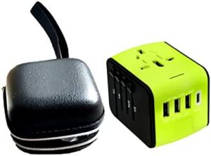 OceanWave B07X Universal Travel Adapter with 3 USB & 1xType-C 3.4A Charger, 1 piece (Green)