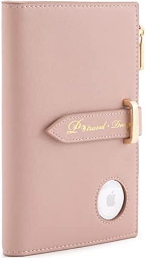 Airtag Passport Holder, RFID Travel Passport Wallet, Family Passport Holder, Ladies Bifold Air Tag Wallets, Slim Leather Credit Card Wallet for Women, Trip Document Organizer by VanFn P.Travel Series