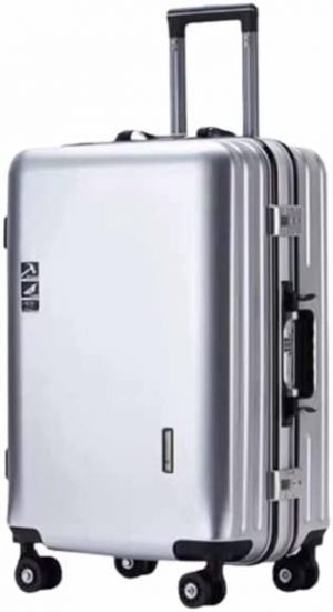 Smart Travel Trolley Suitcase, Multi-Functional Rechargeable USB Ultra-Quiet Universal Wheel Suitcase, Trinity Combination Lock (Silver 39 * 24 * 60CM)