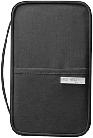 HAEVERAY Travel Document Organizer, RFID Family Passport Holder，Passport Travel Wallet, Portable Case for Boarding Pass, ID, Money, Tickets with Zipper(Black)