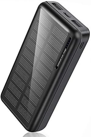 ZHAM 30000mAh Solar Power Bank, Portable Charger Solar Charger Power Bank with 2 USB Outputs, External Battery Pack for Outdoor Activities Compatible with iPhone 12/11/Xs Max, Sumsung Smartphones etc
