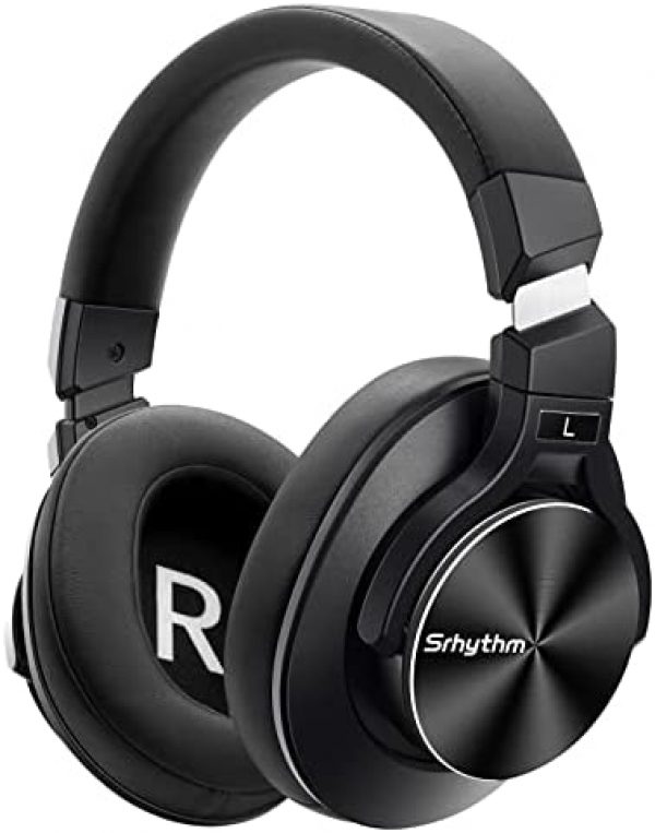 Noise Cancelling Headphones Bluetooth V5.0 Wireless,40Hours Playtime Headsets Over Ear with Microphones&Fast Charge,Srhythm NC75 Pro for TV/PC/Cell Phone – Low Latency