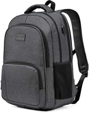 Laptop Backpack, VASCHY Water Resistant Travel Backpack for Men Women USB Port Dark Gray