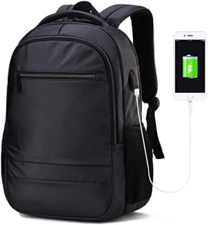 Vaupan Laptop Backpack, Business Travel Backpack with USB Charging Port, Durable Water Resistant College School Bookbag Computer Bag Gifts for Men & Women Fits 15.6 Inch Notebook (Black)