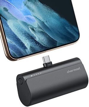 Charmast Mini USB C Power Bank 5000mAh, 20W PD & QC 18W Portable Powerbank, Small USB C Portable Charger, Type C Mini External Battery Pack Compatible with Samsung, Huawei and other USB C Phone（Black）