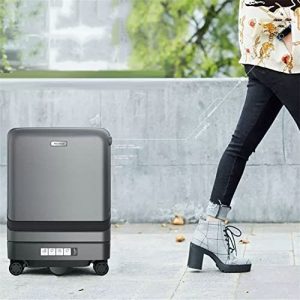 Smart Auto Follow Suitcase, Colorful LED Lighting Design with Fingerprint Lock, USB Charging Port, Bluetooth Remote Control Suitcase (Grey)