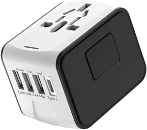 Universal Travel Adapter One International Wall Charger AC Plug Adaptor with 5.6A Smart Power and 3.0A USB Type-C for USA EU UK AUS