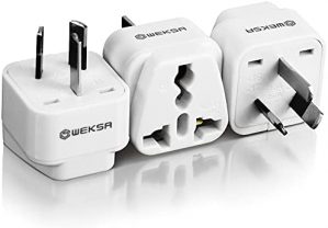 WEKSA Premium Travel Adapter with Universal Input, US, UK to Australia 3 Pin Power Plug with Safety Grounded Pin, White Type I AU Adaptor (Pack of 3)