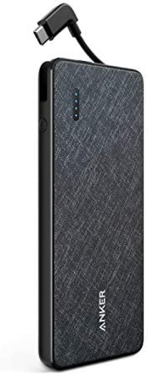 Anker PowerCore+ 10000 with Built-in USB-C Cable Portable Charger 10000mAh Power Delivery (18W) Power Bank High-Speed for Samsung S10/Note10, Pixel 3/3XL, iPad Pro 2018 & More (Quick Charge Supported)