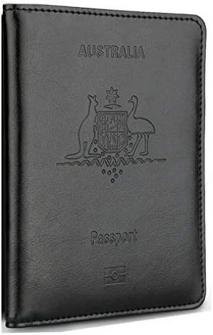 Passport Holder Travel Bag Cover Case, T Tersely PU Leather RFID Blocking Travelling Wallet Holder ID Credit Business Cards Cover Case for Boarding Passes – Black