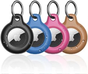 Supfine Waterproof Airtag Holder,4 Pack Air Tag Keychain,Hard PC+TPU Full Body Protective Tracker Case with Loop Key Ring for Apple Tags,IPX8 Airtags Cover for Wallet,Luggage,Cat,Dog,Pets