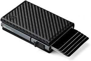 Card Blocr Credit Card Wallet RFID Blocking Slim Minimalist Card Holder (Black PU Carbon Fiber)