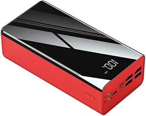 HYH Power Bank Large Capacity 50000 mAh, Portable Battery with Digital Display, Mirror Reflective Portable Battery with Four Outputs for iPhone Android Phones (RED)
