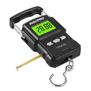 RISEPRO 75Kg / 165Lb Digital Fish Scale with 39 Inch Ruler Electronic Luggage Balance Fishing Postal Hanging Hook Scale