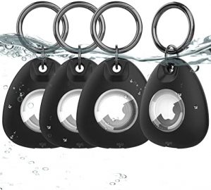 Waterproof Air Tag Keychain Case – 4 Pack for Apple Airtags Holder,360 Full Body Coverage, Shockproof,Anti-Scratch,Light Weight,Easy Installation ，for Elderly, Children， Dog Cat Collar Tracker