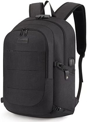 Tzowla Travel Laptop Backpack Water Resistant Anti-Theft Bag with USB Charging Port and Lock 15/17 Inch Computer Business Backpacks for Women Men College School Student Schoolbag Casual Hiking Daypack