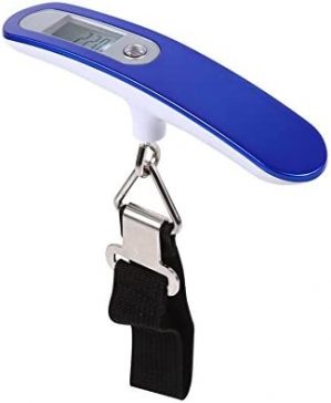 Fdit Portable Travel Hanging Weight High Precision Digital Luggage Suitcase Bag Scale LCD Display 50Kg/10G(Blue Color+Strip)
