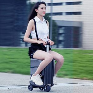 Electric Travel Suitcase, 20 inch Smart Follow-on Boarding case LED Sensing Dual USB Charging Ports Smart Riding Suitcase, 38.5X25.0X57.5cm for Men, Women, Children, Elderly