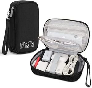 FYY Electronic Organizer, Small Cable Organizer Travel Case,All-in-One Electronics Accessories Cases for Cables, Chargers, USB,Earphones, Portable Hard Drives, Power Banks,Black