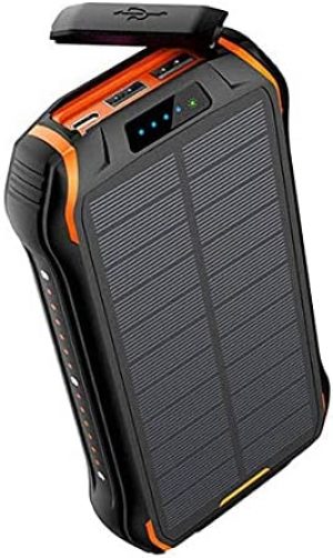 ZHONGHANG Newest 26800mAh Solar Power Bank with Dual Input and 3 Output Ports (Type C 3.1A + Micro USB 3.1A) IP66 Waterproof Large Capacity Portable Charger Qi Wireless Charger Solar Charger, Quick Charging and Recharging External Battery Packs for Nintendo Switch, Samsung Galaxy, iPhone 12/11/X iPad, Tablets and More