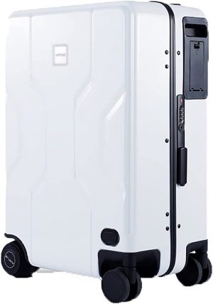 Electric Suitcase, Smart Suitcase, Riding Trolley case, Follow Boarding case, auto Follow, Key Recall, Smart Warning, APP Control Luggage (Porcelain White)