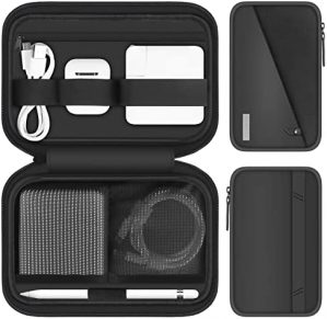 Lacdo Electronic Organizer Travel Cable Organizer Bag Electronics Accessories Carrying Case Portable Storage Bag Pouch for Charger, Cord, Cable, USB, Hard Drive, Phone, SD Card, Water Resistant, Black