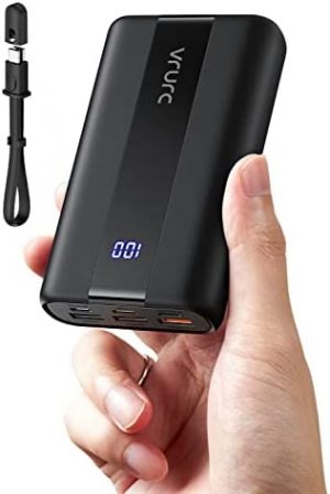 VRURC Power Bank 20000mAh Mini USB C Portable Charger 22.5W PD & QC 3.0 Fast Charging Battery Bank LED Display Mini External Battery Pack Compatible with iPad Pro, iPhone,Samsung