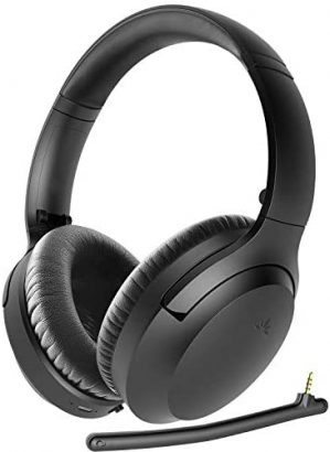 Avantree Aria Bluetooth Active Noise Cancelling Headphones with Boom Mic for PC Computer Phone Call, Good Sound, Replaceable Spacious Ear Pads, 35H, Wireless & Wired ANC Over Ear Home Office Headset