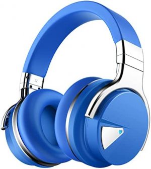 Silensys E7 Active Noise Cancelling Headphones Bluetooth Headphones with Microphone Deep Bass Wireless Headphones Over Ear, Comfortable Protein Earpads, 30 Hours Playtime for Travel/Work, Blue