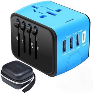 Travel Adapter,Universal Travel Adapter,All-in-one International USB Travel Adapter with High Speed 2.4A 4-Port USB Charger Worldwide AC Wall Outlet Plugs for for Business Travel of US,EU,UK,AU 200