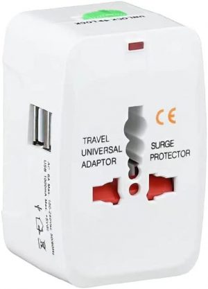 Travel Adapter, AJON Universal All in One Worldwide Travel Adapter Power Converters Wall Charger AC Power Plug Adapter with Dual USB Charging Ports for USA EU UK AUS More Than 150 Countries