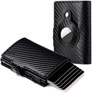 Card Blocr AirTag Tracker Holder Credit Card Wallet RFID Blocking Slim Minimalist Card Holder (Carbon Style Black – Does Not Include Air Tags)