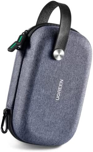 UGREEN Travel Case Gadget Bag Small, Portable Electronics Accessories Organiser Travel Carry Hard Case Cable Tidy Storage Box Pouch with Double Layer, Double Zipper, Snap Hook, Carrying Strap