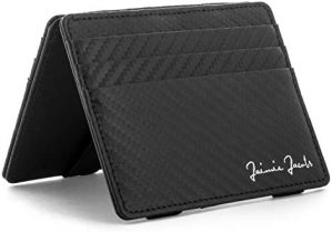 JAIMIE JACOBS ® Magic Wallet Flap Boy Slim – The Original – Slim Wallet, RFID Blocking Wallet, Genuine Leather, Card Wallet, Credit Card Holder, Travel Wallet, Bifold Wallet Men (Carbon)