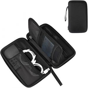 ProCase Hard Travel Tech Organizer Case Bag for Electronics Accessories Charger Cord Portable External Hard Drive USB Cables Power Bank SD Memory Cards Earphone Flash Drive –Black