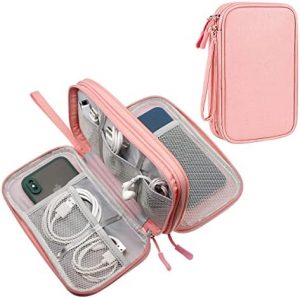DDgro Electronics Travel Packing Organizer Tech Accessories Pouch Carrying Bag for Woman, Students, Girl (Medium, Pink)