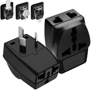 HEYMIX Universal Travel Adapter (2-Pack), US to Australian Power Plug Adapter, UK to AU Travel Plug, EU to AU Power Adapter, India to AU Multiplug, 3-Pin Universal AU Adapters with Safety Grounded Pin