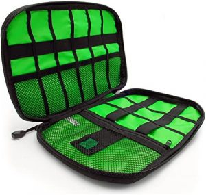 CampTeck U6748 Cable Organiser Bag Travel Electronic Accessories Storage Case for Chargers, Memory Cards, Power Bank, External Hard Dives, USB Cables, Plugs etc. – Black