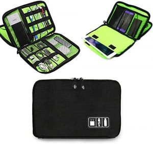 Electronics Accessories Organizer Bag,Portable Tech Gear Phone Accessories Storage Carrying Travel Case Bag, Headphone Earphone Cable Organizer Bag (L-Black)
